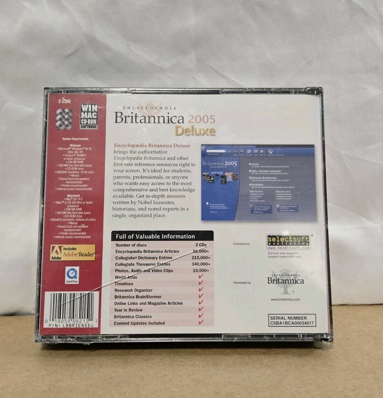 Encyclopedia Britannica 2005 Deluxe CD-ROM Multimedia Software 3-CD Set - Sealed gallery