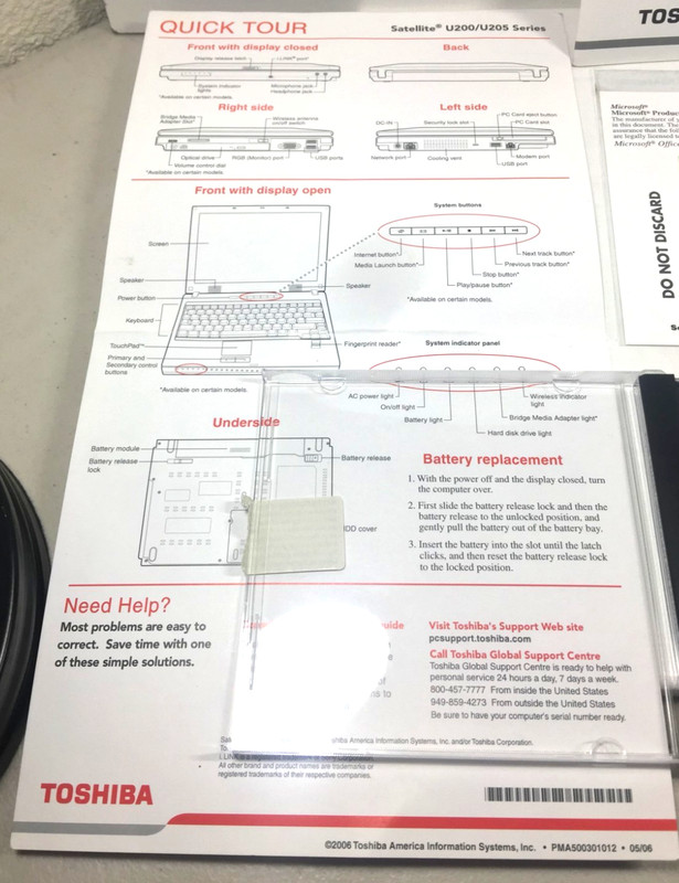 Toshiba Manuals & Recovery KIT Applications/Drivers DVD Satellite U200/U205 CD gallery