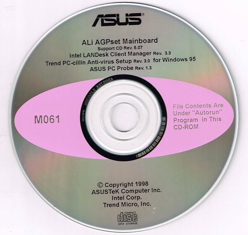 ASUS ALi AGPset Mainboard Support Driver CD (Treiber)