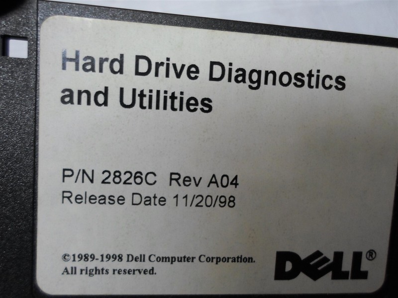 DELL HARD DRIVE DIAGNOSTICS and UTILITIES P/N 2826C Rev A04, 3.5" Floppy Disk gallery