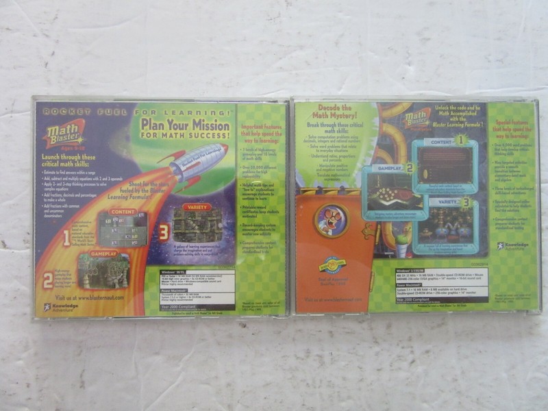 Lot of 2 Math Blaster CD-ROMs Ages 9-12 and Pre-Algebra Windows 98/95 gallery