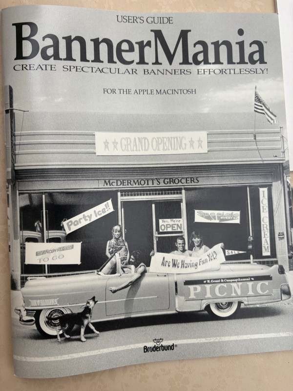 1990 BRODERBUND BANNER MANIA APPLE MACINTOSH SYSTEM 7 SOFTWARE ADOBE TYPE 1 gallery