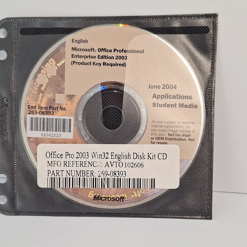 Microsoft Office Professional Enterprise Edition 2003 Applications With Key