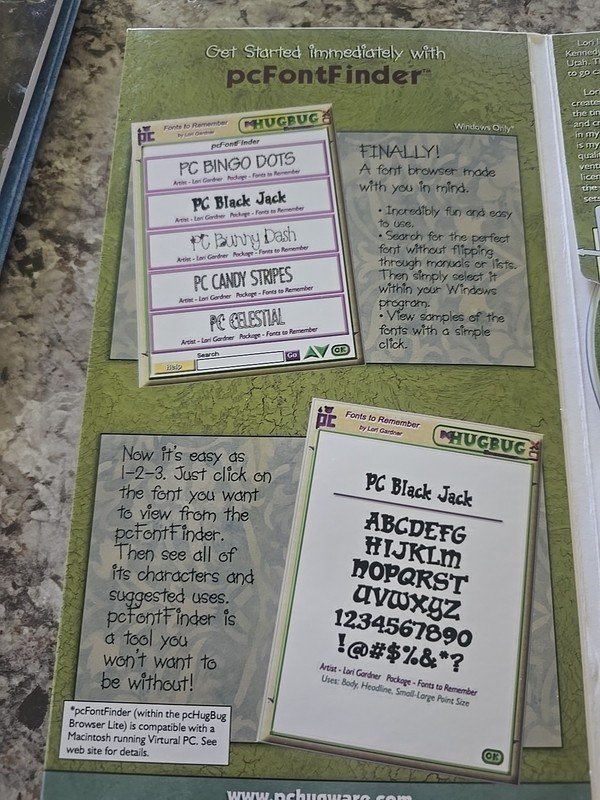 HUGWARE FONTS TO REMEMBER 25 Fonts Parry Gardner SCRAPBOOK CARDS CRAFTS CD 35 gallery