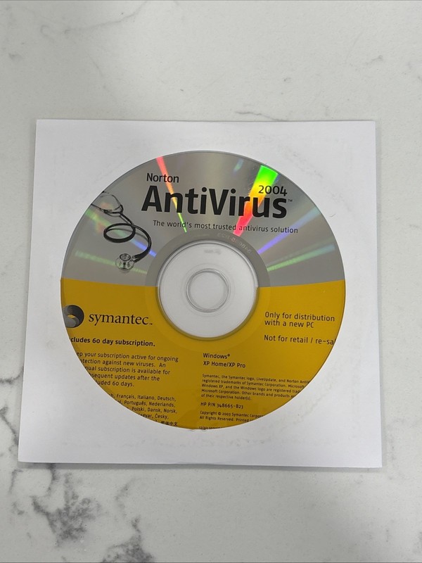 Symantec Norton Antivirus 2004 CD Windows XP OEM Installation Sealed