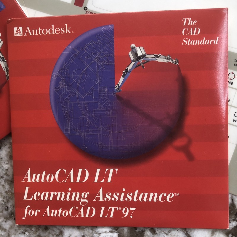 Autodesk AutoCAD LT 97 PC Vintage Software CD ROM Box & Learning Assistance Vtg gallery