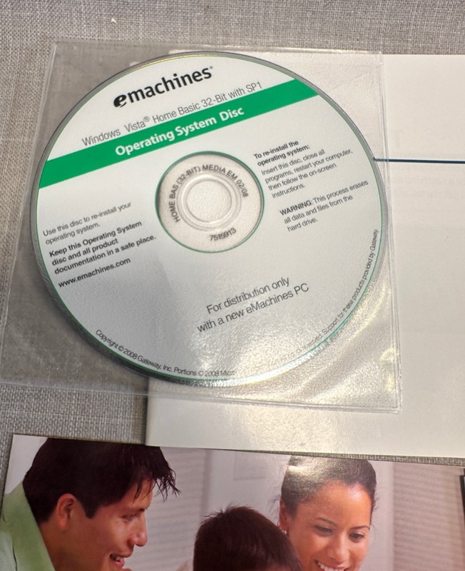 2007 2008 eMachines Operating System Disc Windows Vista Home Basic 32-Bit + Docs gallery