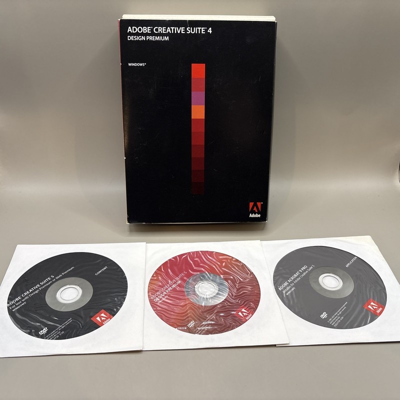 Adobe Creative Suite 4 Design Premium (4) Discs & Suite 5 (3) Discs No Serial #