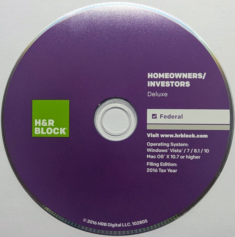 H&R Block 2016 Deluxe Homeowners Investors Federal Tax E-file Windows Mac gallery
