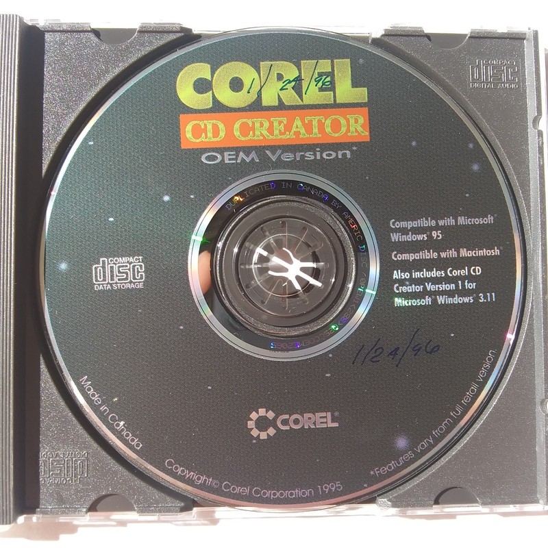 Corel CD Creator OEM Version 1996 for Windows 95 3.11 & Macintosh Vintage gallery