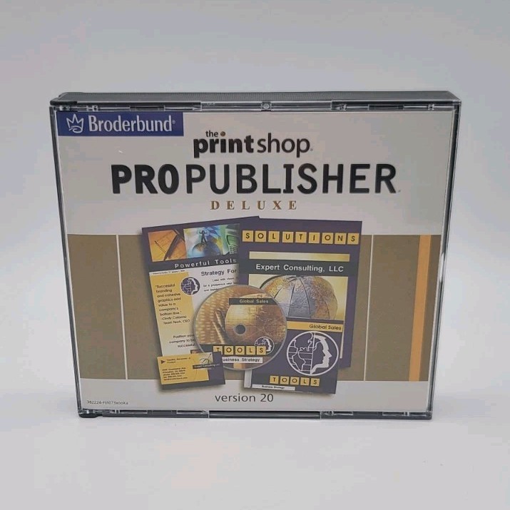 Broderbund Print Shop ProPublisher Deluxe v20 Desktop Publishing CD for Windows