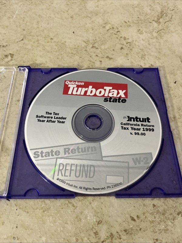 Intuit Quicken Turbotax State California Return Tax Year 1999 V99.00 Disk Only