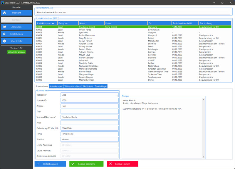 Programm zur Kontaktverwaltung und Aktivitätenplanung CRM Software - kein Excel gallery