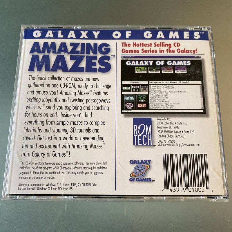 Amazing Mazes Galaxy of Games CD ROM PC Software Video Game VG+ gallery