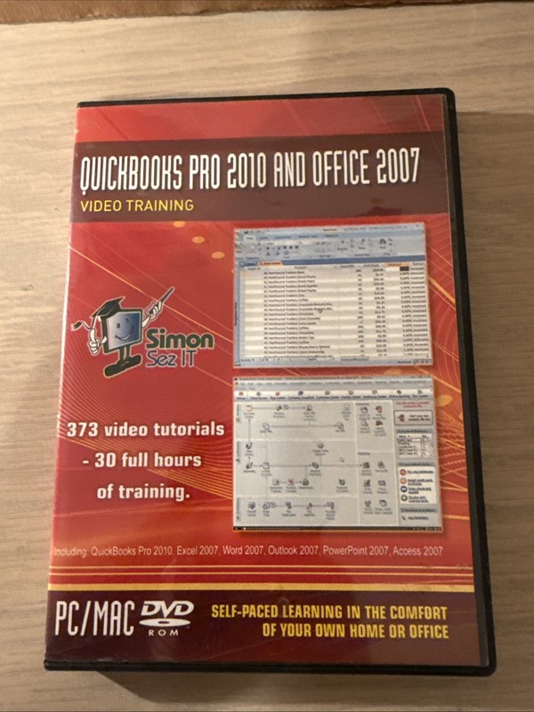 Quickbooks Pro 2010 And Office 2007 training video DVD-ROM