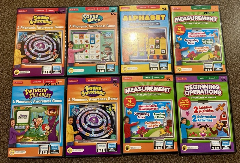 Lot 8 Lakeshore Interactive Educational Games Lot PC/Mac CD Rom K – 1 Math +
