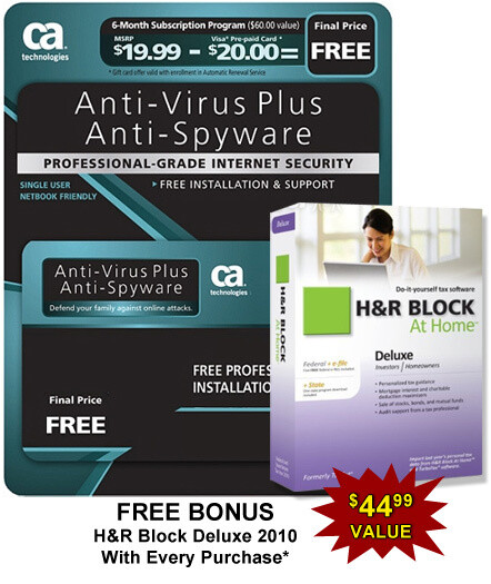 CA AntiVirus Plus 6 Month H&R Block Home Deluxe