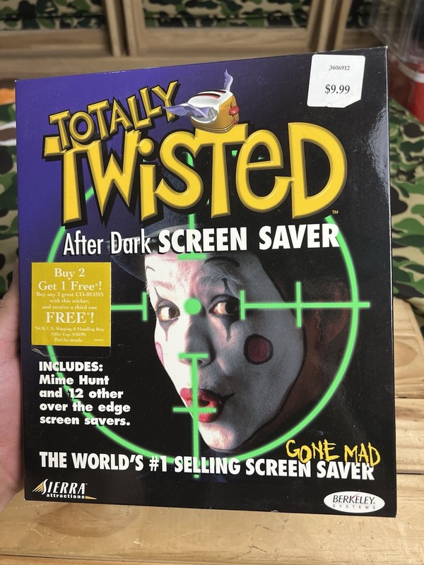AfterDark Screen Saver: Totally Twisted PC CD Mime Hunt desktop 1998 New Sealed