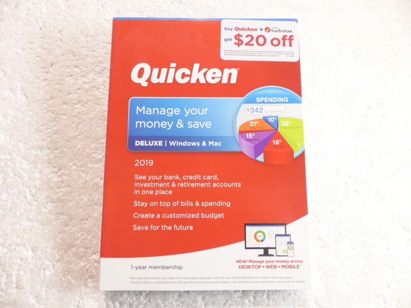 Quicken Deluxe 2019 (CD, 1-Disc) Windows Mac Software Manage Money & Save w/ Key