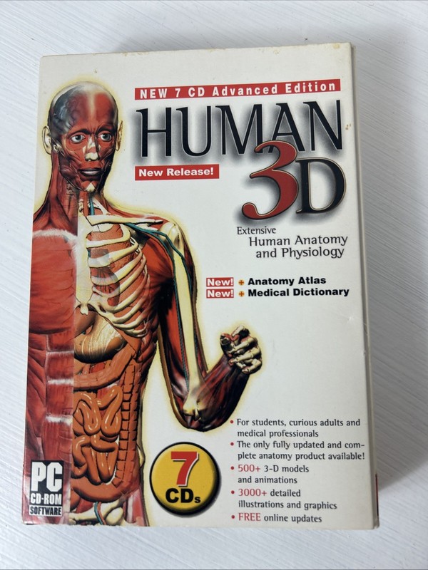 Human 3D CD-ROM by Mega Systems for Windows 98 / 2000 / NT / XP