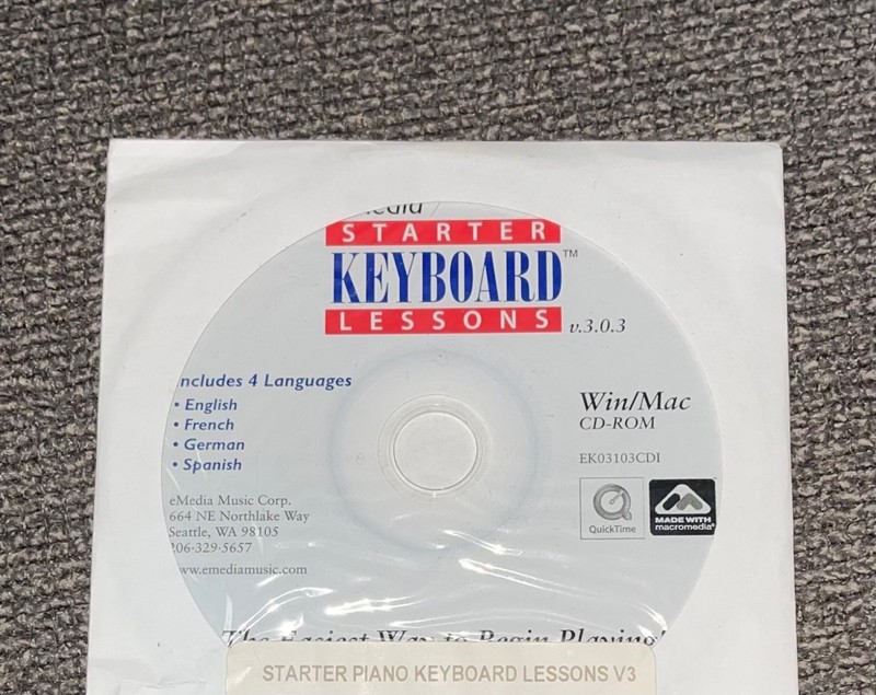 Beginner Piano Keyboard Lessons V3 Windows Mac CD-ROM eMedia 4 Languages 💿