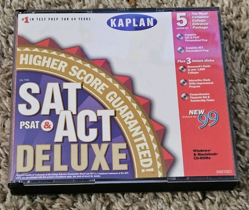 Kaplan SAT, ACT, PSAT Deluxe 5 CD Set 99 Deluxe Edition PC & Mac Windows 95