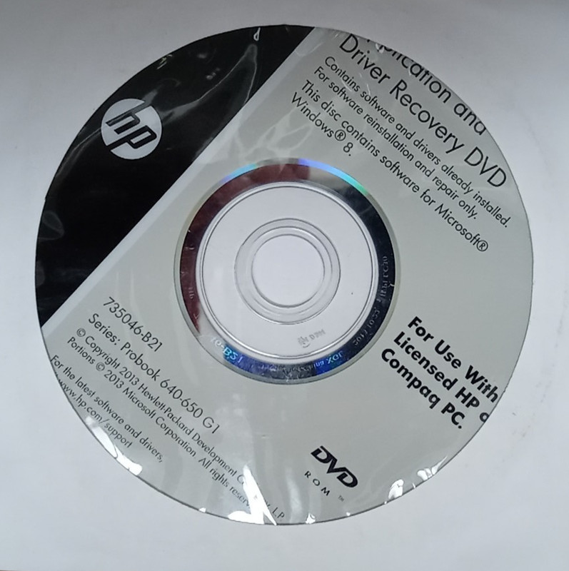 HP Application and Driver Recovery WINDOWS 8 DVD ProBook 640-650 G1 – 735046-B21