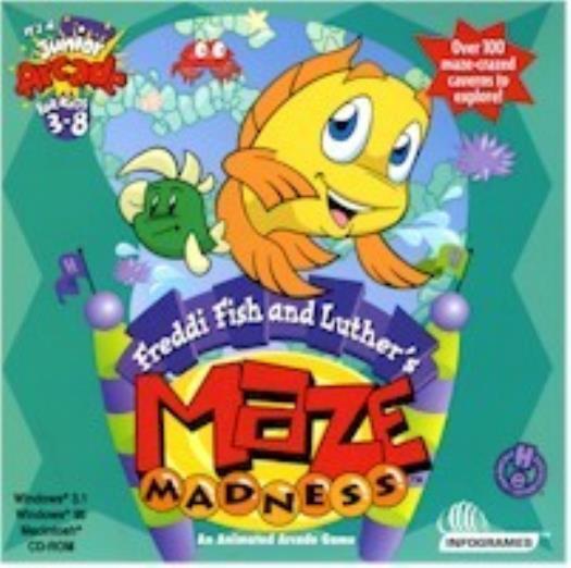 Freddi Fish And Luther's Maze Madness PC CD collect kelp seeds caverns kids game