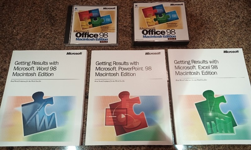 Microsoft Office 98 Macintosh Edition Gold in original cases w/keys and w/books