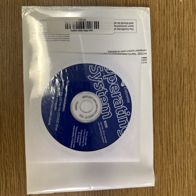 Gateway Windows 2000 Professional OS 2K SP3 CD No Product Key Sealed gallery