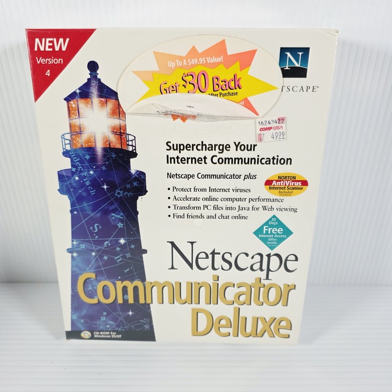 New Netscape Communicator Deluxe – Inet Acc Version 4 Windows PC CD Big Box