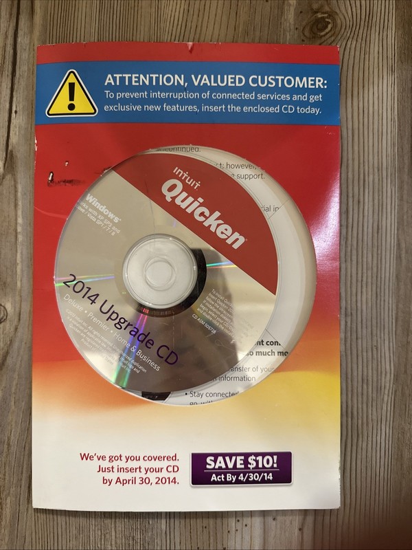Quicken 2014 Upgrade CD Deluxe Premier Home & Business Windows XP Vista 7 8-Used
