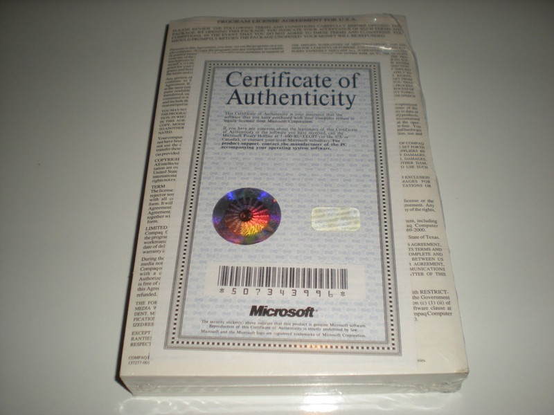 Microsoft MS-Dos 6.2 with Windows 3.1 license pak & manual. No disks. Genuine gallery
