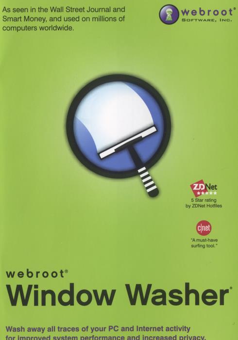 Webroot Window Washer 5.5 PC CD clean browser internet activity history past!