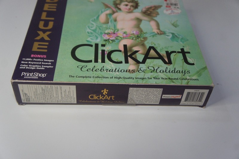 PC Big Box Broderbund Deluxe PrintShop Essentials ClickArt Celebrations Holidays gallery