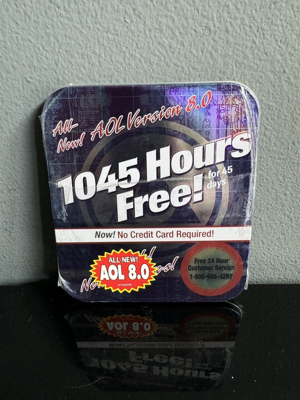 NEW VTG America Online AOL Installation CD In Metal Case 1045 HRS Free SEALED