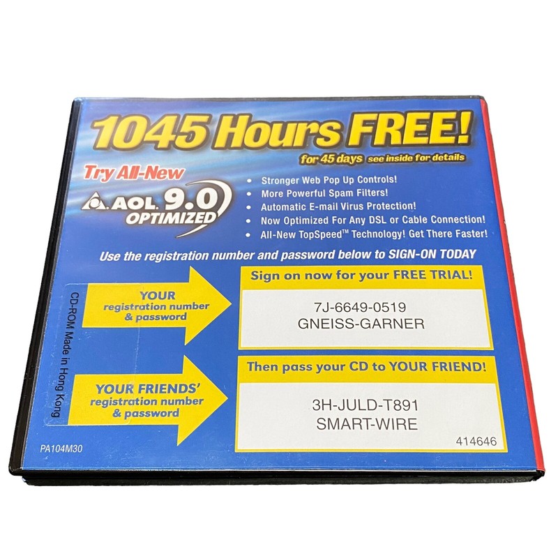AOL 9.0 Optimized Got A Minute 1045 Hours CD Computer Software gallery