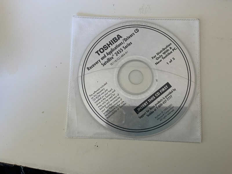 Toshiba Satellite 1405 Series Windows OS Recovery & Drivers CD Set Disc Only