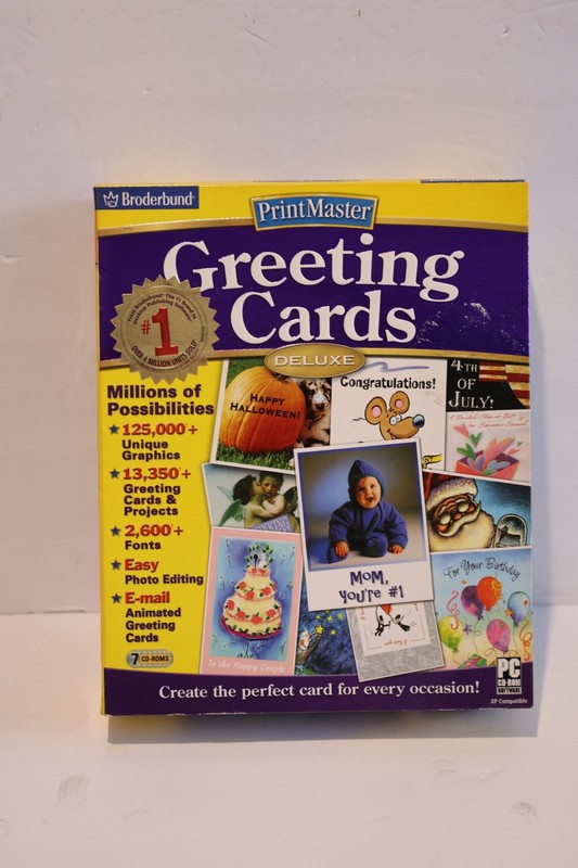 Software PC Print Master Greeting Cards Deluxe Win 98 2000 ME XP NEW Big Box gallery