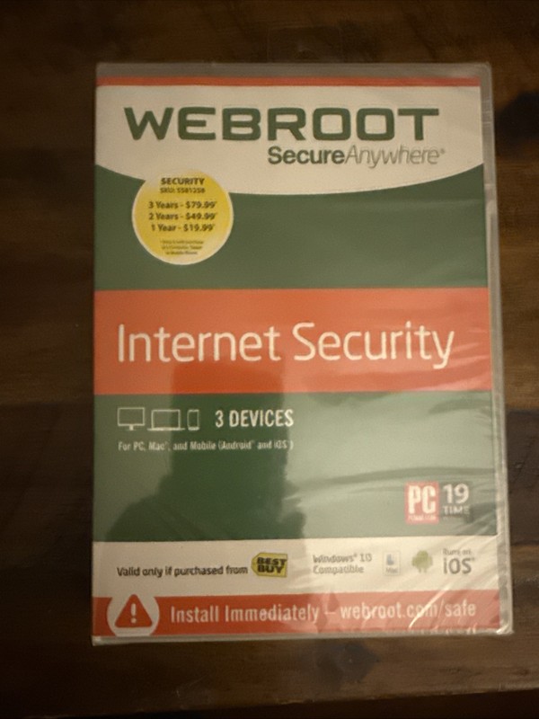 Webroot Secure Anywhere Internet Security w Antivirus PC Mac Mobile 3 Device New