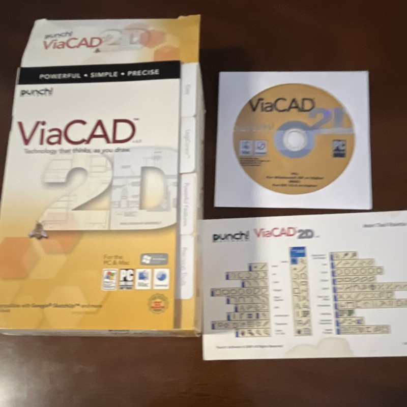 Punch! ViaCAD 2D CAD & CAM Software Windows Mac DVD with Manuals
