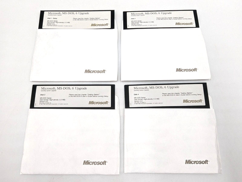 Microsoft MS-DOS 6 Operating System Upgrade 5.25″ HD 1.2 MB Floppy Disks
