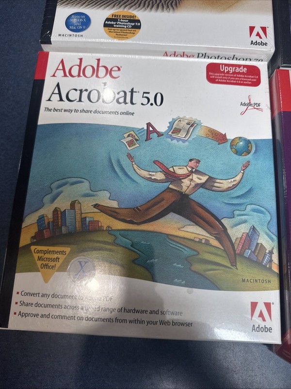 Lot x6: Adobe New Sealed Photoshop Illustrator Acrobat Ver 5 6 7 8 10 Mac gallery