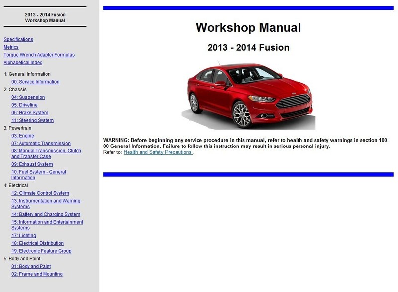2013 2014 Ford Fusion OEM Service Repair Manual USB Multi Vehicle