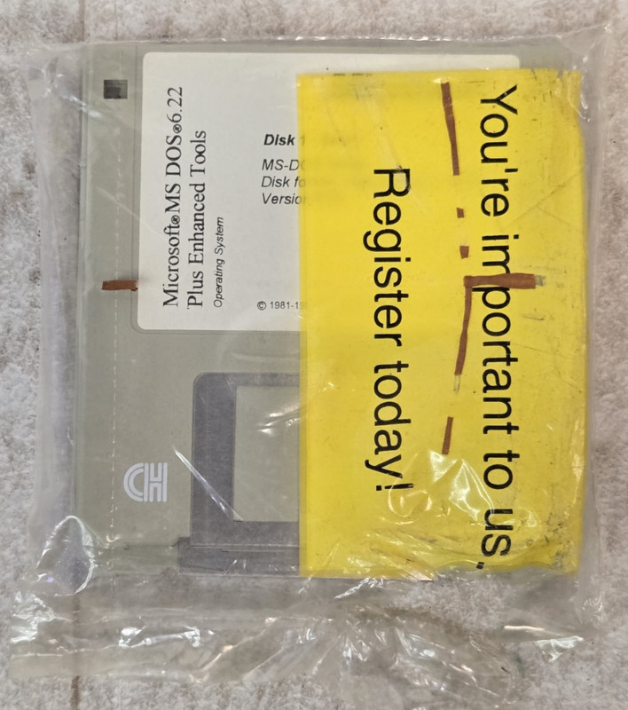 1994 Microsoft MS-DOS 6.22 Plus Enhanced Tools Genuine 3.5″ Disks