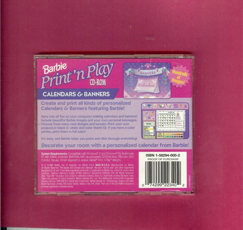 Barbie Calendars & Banners (Age 5+) (CD-ROM for Windows) NEW - SEALED gallery