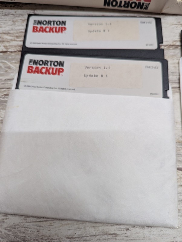 The Norton Backup 5.25" Floppy Discs IBM 1989 PC Computer Program Software gallery
