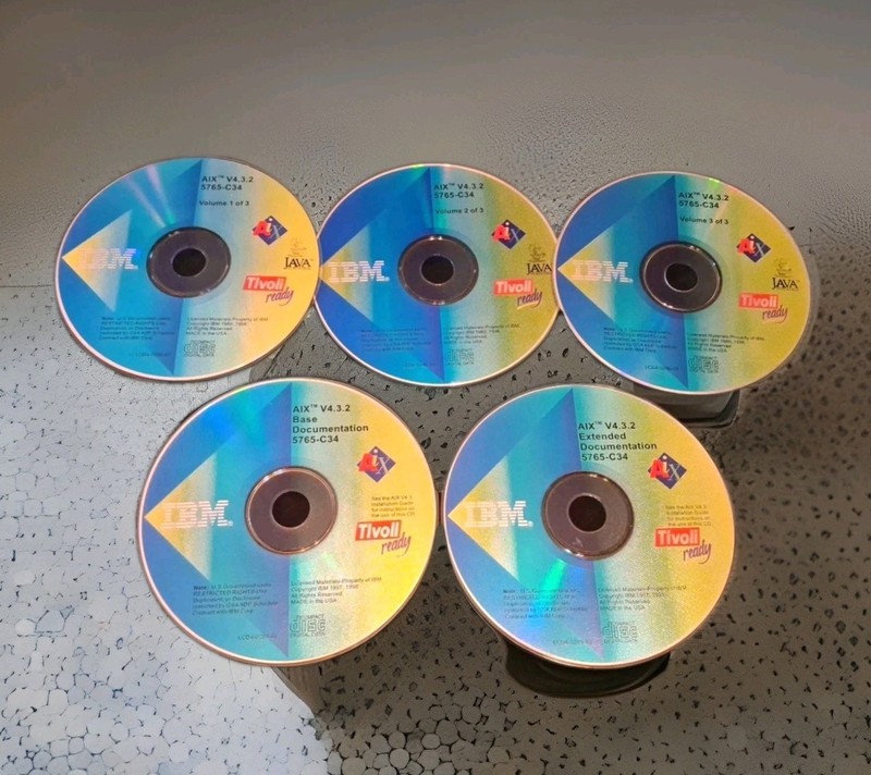 IBM AIX V4 3.2 / 5765-C34 - UNIX Software Vol 1-3 + Base & Ext. Docs CDs 5 Discs gallery