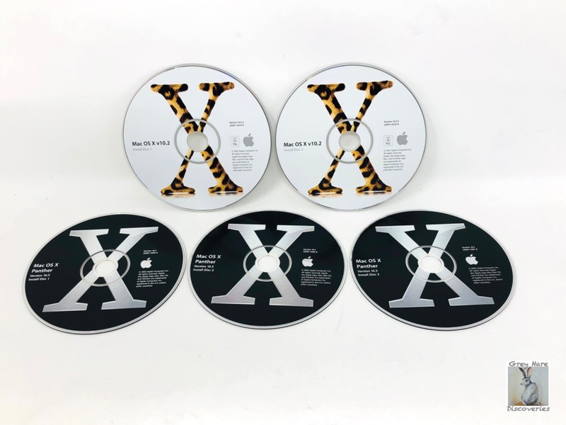 Two Apple Macintosh Operating Systems 10.2.3 CDs & 10.3.0 CDs *Used *Read Info