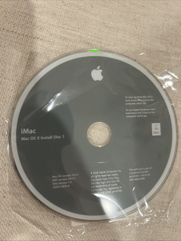 iMac OS X Install Disc 1 & 2 Version 10.5.2 OEM
